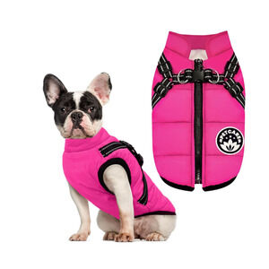 Petcare Dog Coat with Reflective Harness Built in Waterproof Jackets Warm Pet LG